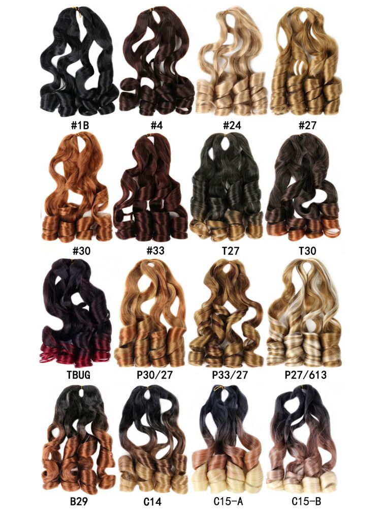 22inch Loose Wave Crochet Hair Braids Big Wave Wavy Crochet Synthetic Braiding Hair Pre-stretched Ponytail Extension