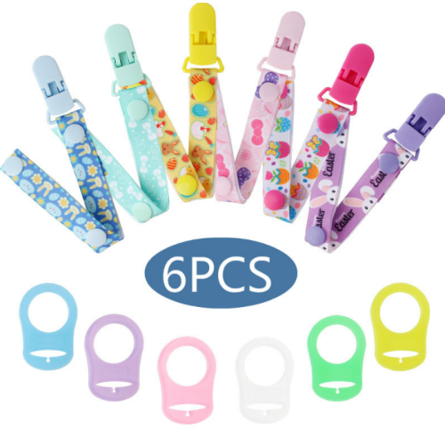 Pacifier Clips แผ่นซิลิโคน 6-Pack ผู้ถือ Pacifier