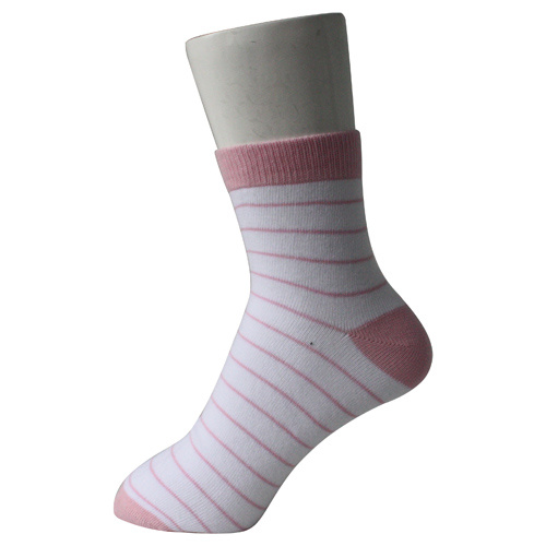 White Strips Ankle Girl's Socks