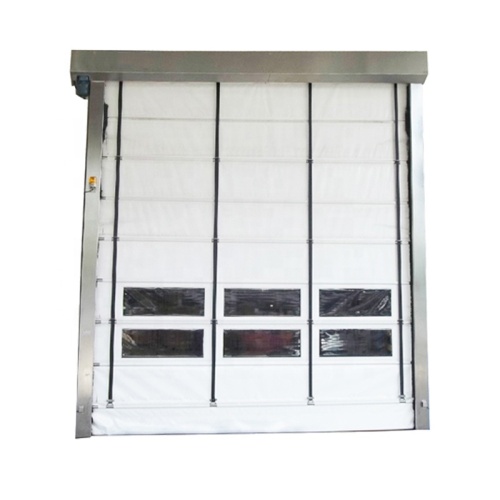 Automatic folding up stacking high speed door