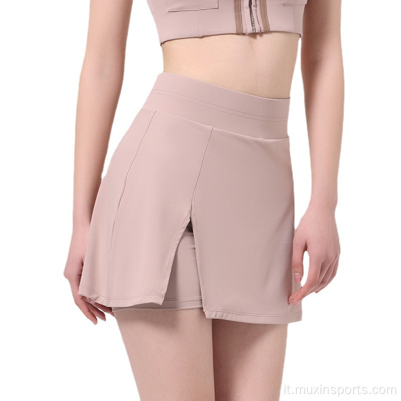 Due pezzi Donne Sport Short Short Skirt Nude Feel