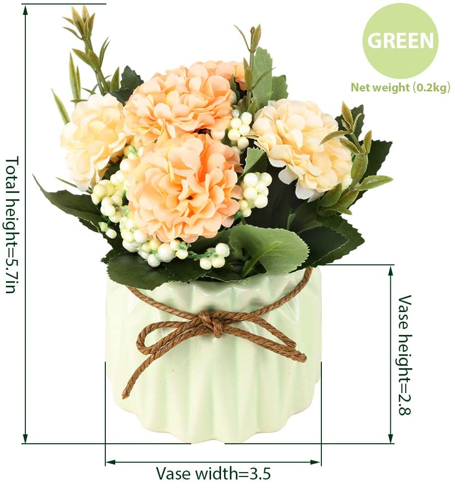 Bouquet di ortensia artificiale con piccolo vaso in ceramica