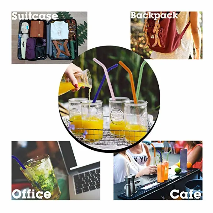 4 PCS Glass Drinking Straws for Smoothies