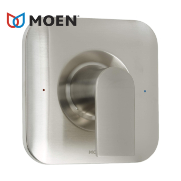 Moen Genta LX Matte Black Pressure-Balancing Modern Shower Trim Set: Bathroom Shower Lever Handle with Escutcheon - T2471BL