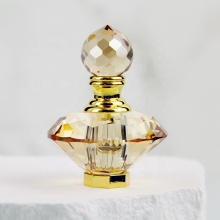 Fancy Champagne Gold Plated Mini Diamond-Shaped K9 Crystal 1ml Empty Perfume Bottle