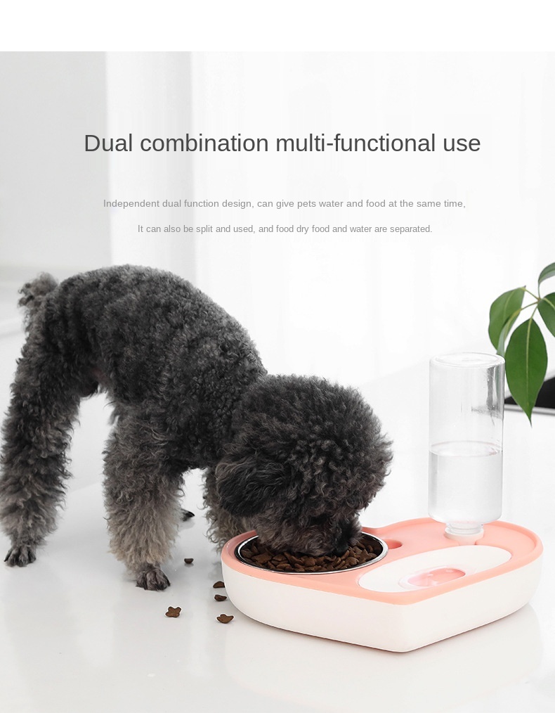 Pet Bowl New Love Keep Dry Mouth Double-Purpose Bowl Cat Automatic Water Feeding Bowl Small and Medium-Sized Dogs Creative Dog