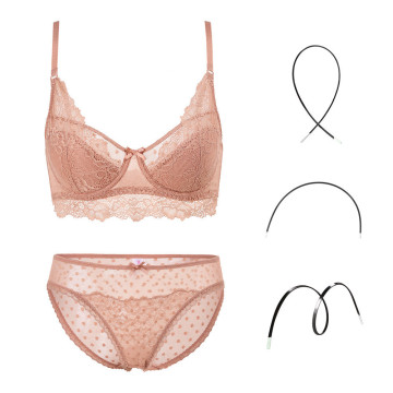 Set di 2 pezzi di biancheria intima da donna leggermente push up con fili di memoria e coppe tagliate e cucite