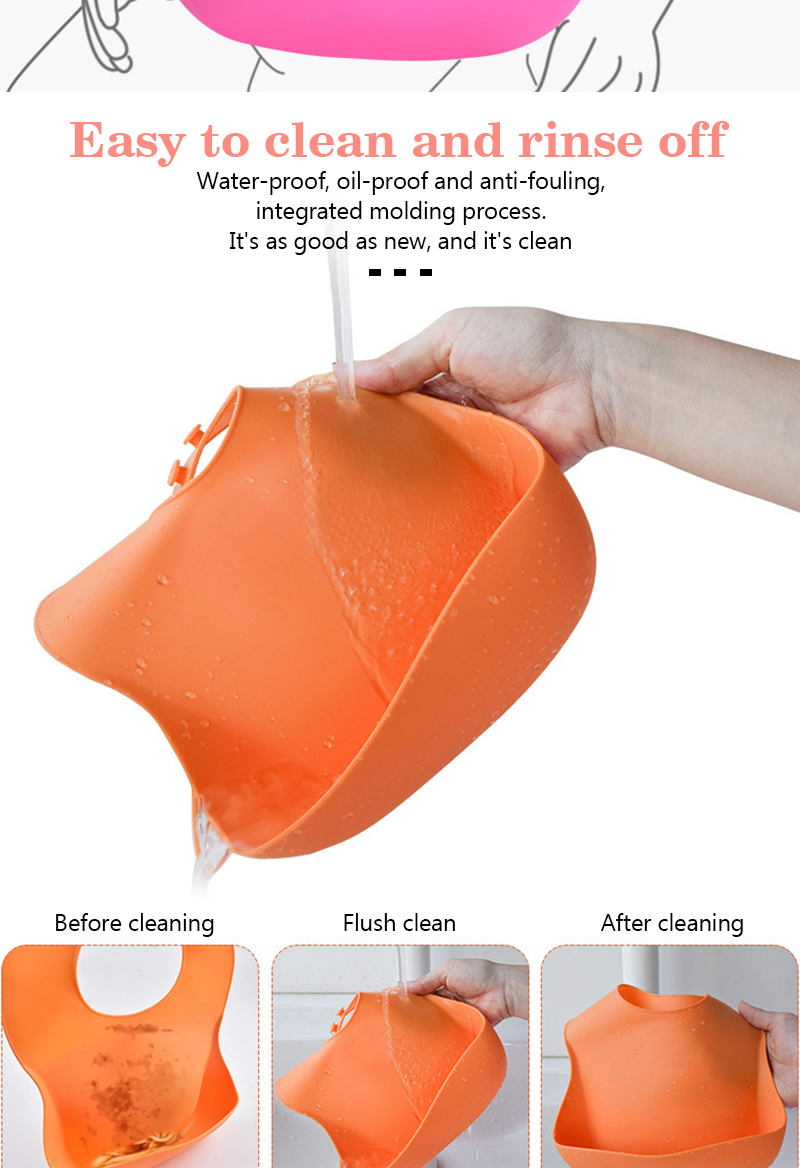 Soft silicone waterproof baby eating pocket, recyclable, suitable for easy cleaning, BPA-free children's bib