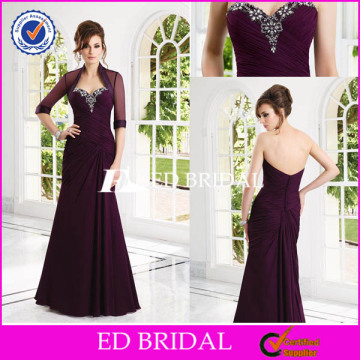 YW031 Sexy Low Back Regency Sweetheart Neckline Floor Length Chiffon Evening Dress With Sleeves