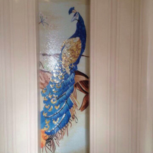 Indoor Design Peacock Pattern Glass Mosaic Murals