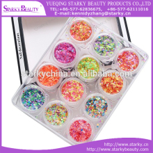 12 NEW Colors Round Acrylic Nail glitter Flake for Nail Tips decorations