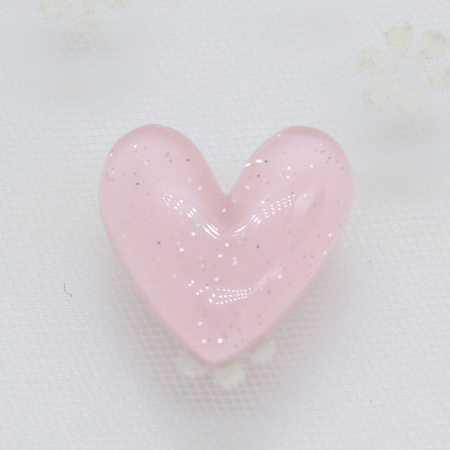 Light Color Transparent Flat Back Heart Shaped Resin Beads DIY Craft Decor Cabochon Phone Shell Scrapbook Ornaments