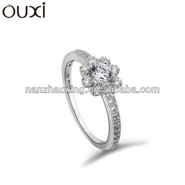 (Y70014) OUXI Fashion antique silver flower ring made with crystal