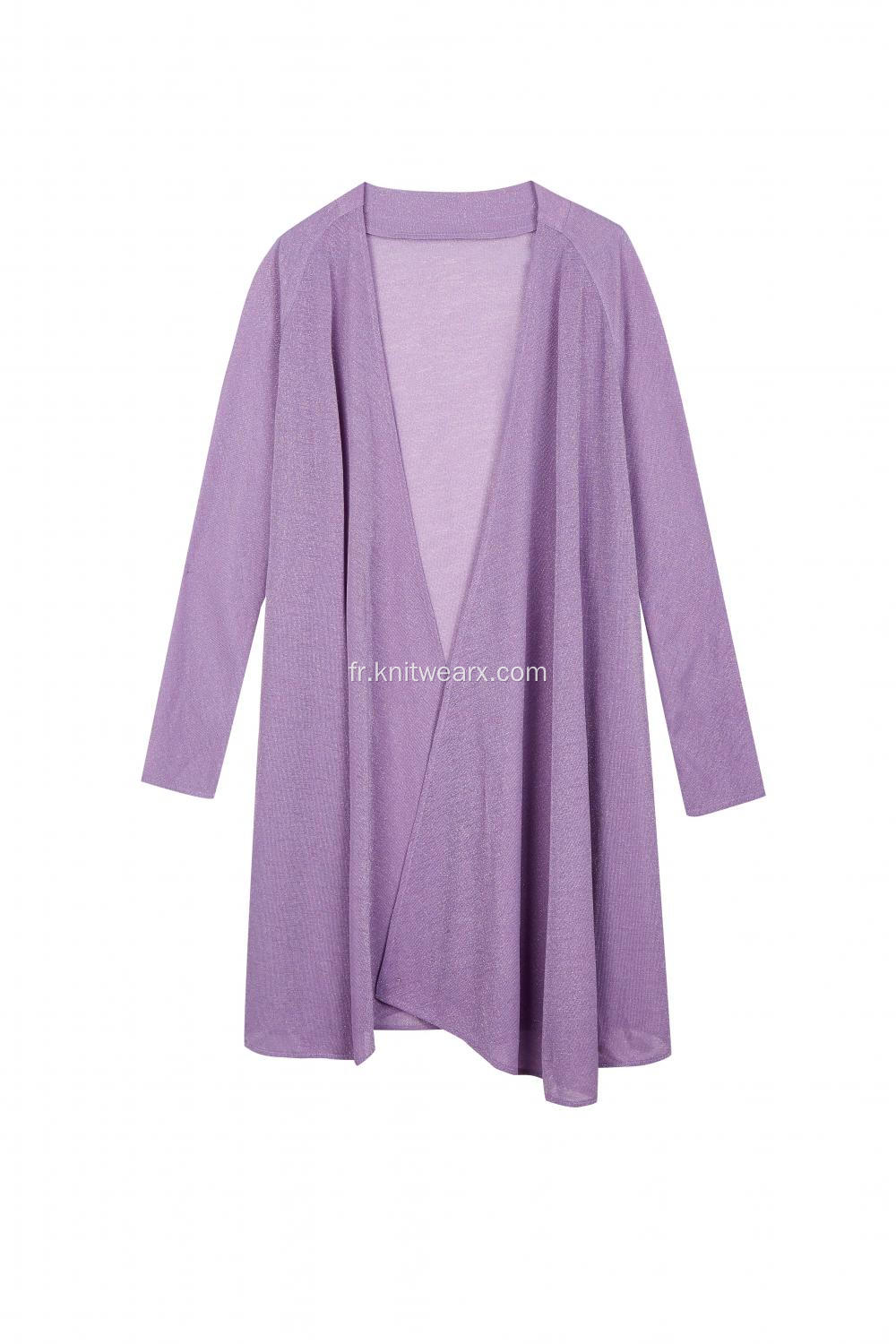 Cardigan ouvert en maille Lurex Raglan pour femmes