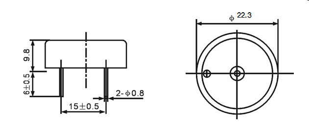 HND-2310B_dim 90dB piezo Buzzer Driver Circuit Built-in 23*10mm