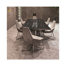 CBMmart Luxury Marble Dining Tables with Metal Legs: Modern Golden and Silver Glass Dinning Table Sets