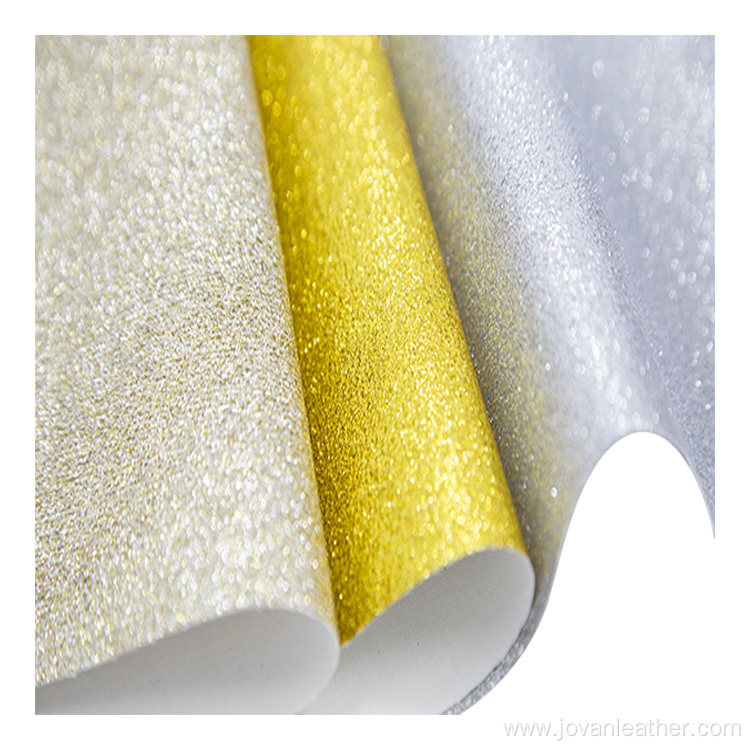 OEM Smooth chunky glitter PU faux leather fabrics