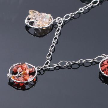 Natural Gemstone Life of Tree Pendant Necklace long chain for women girl