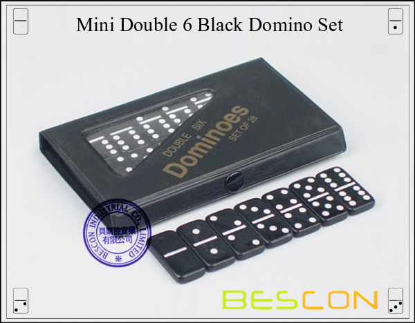 Mini Double 6 Black Domino Set