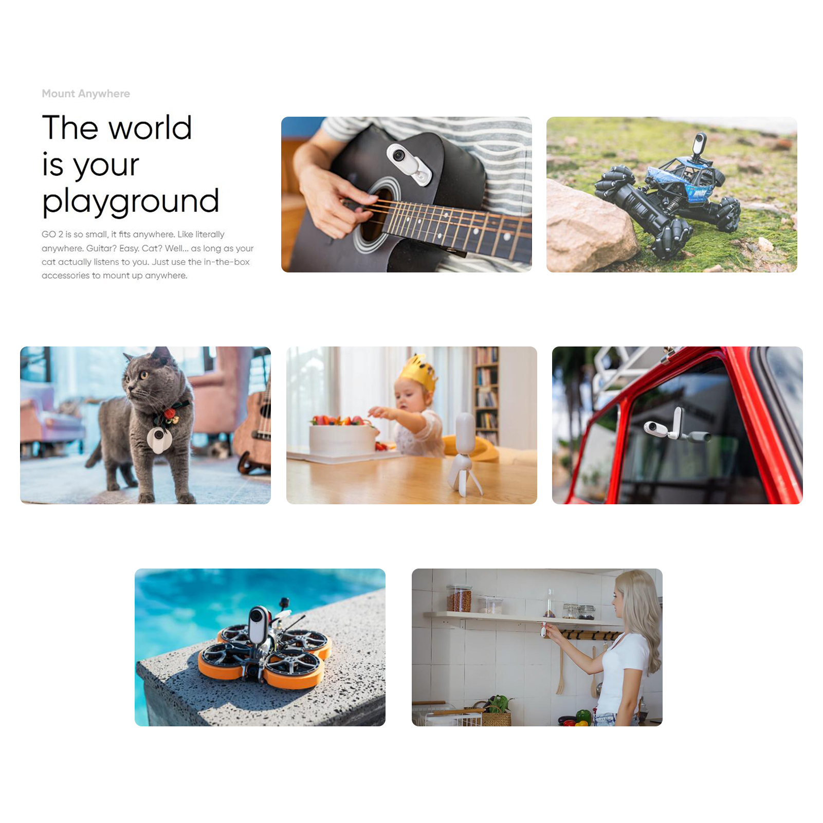 Sports Camera IPX8 4M Waterproof FlowState Stabilization Action Sport Camera Insta360 Go 2 Tiny Mighty Action Camera