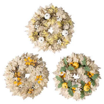 Artificial Maple Leaf Pumpkin Wreath for Harvest Festival and Halloween