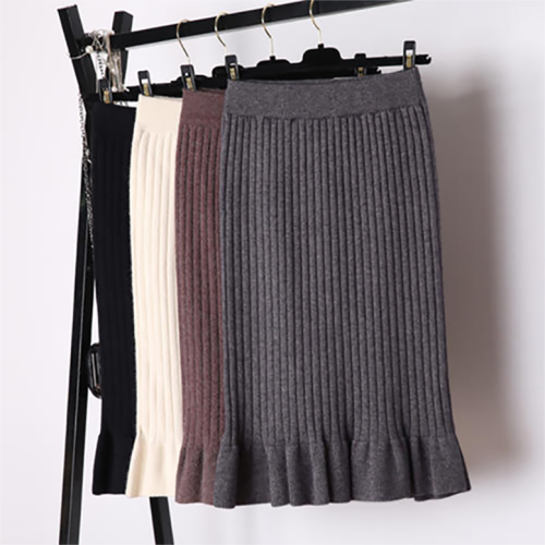 Usine de jupe mi-longue tricotée en gros sur mesure