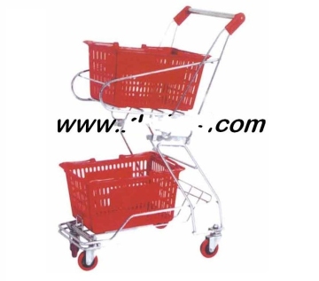 Double Layers Rolling Shopping Basket trolley grocery carts