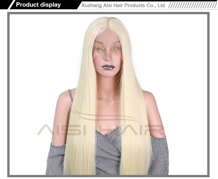Aisi Hair Long Silky Straight Blonde Wig Heat Synthetic Resistant Fiber Lace Front Wig Middle Part Lace Frontal Wigs For Women