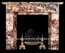 Line-style Stone Fireplace / Beige Line-Style Carved Stone Fireplaces Mantel