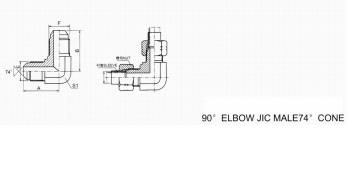 90' ELBOW JIC MALE 74' CONE