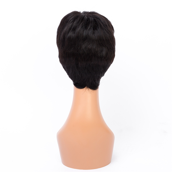 Drop shipping Virgin Brazilian Human Hair Wig For Black Women Natural  Black Short Cut Style Wigs