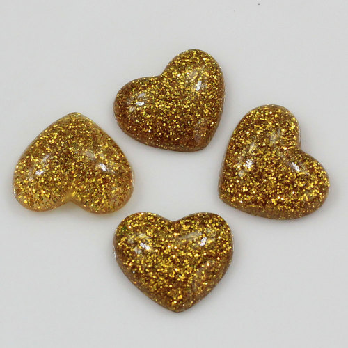 Nouveauté 14mm Mignon Glitter coeur Flatbacks Résine Kawaii Cabochons Charmes DIY FashionDeco pour Enfants Hairbow embellissements