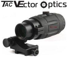 Vector Optics Rubber Armored 3x Magnifier 4 Red Dot Sight w/ Flip Side QD Mount