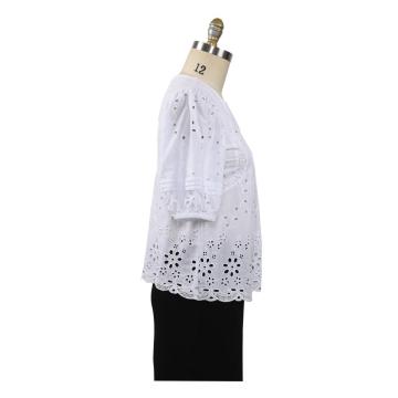 Summer Cotton Ebroidery Blouses Tops