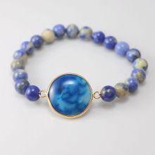 Sodalite Bracelet with Agate Pendant Piece Gemstone jewelry