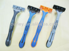 Triple blade shaving razor with lubrication strip / disposable shaving razor / plastic shaving razor
