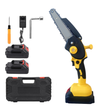 6 Inch 20V/21V Cordless Hand-Held Chainsaw with Two Lithium Batteries for Wood Cutting