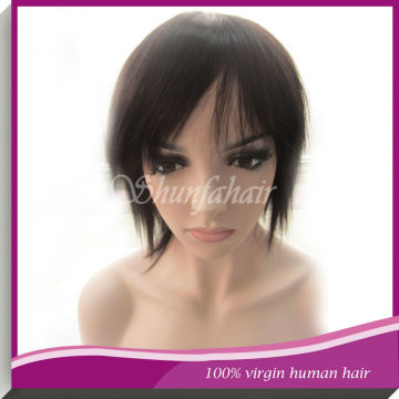 Short human hair wig machine made, short glueless lace wig, short machine made hair wig