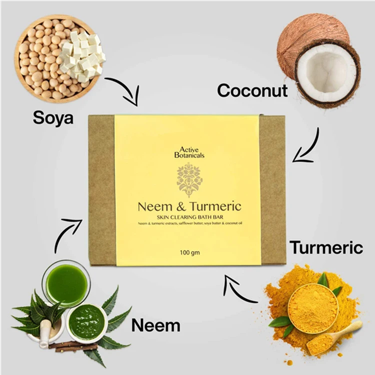 Handmade Organic Turmeric & Neem Bath Cleansing Acne-Prone Soap Bar