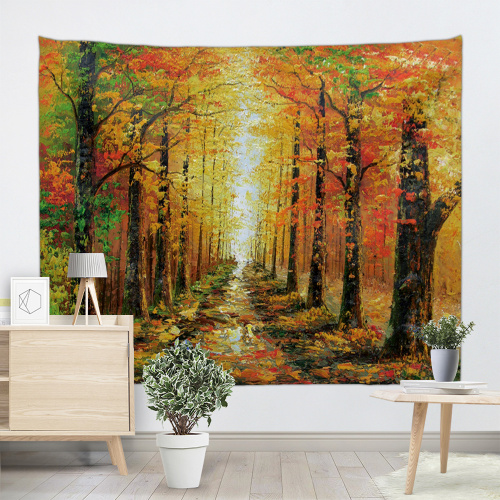 Oil Painting Tree Tapestry Yellow Leaves Wall Hanging Autunm Tapestry for Livingroom Bedroom Home Dorm Decor