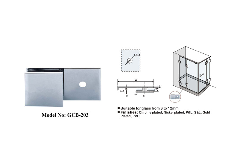 180 Degree Square Design Glass Clamp