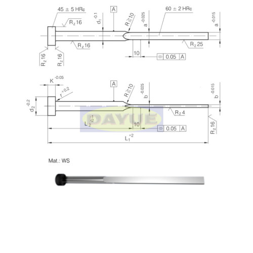 Auswerferstifte DIN ISO 8693 DIN 1530 Φόρμα FAH