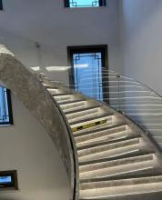 Glass Railing Slate Marble Curved Staircase Spiral Staircase