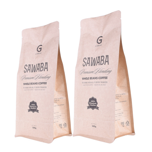 Compostable Kraft Paper Flat Bottom Biodegradable Coffee bag