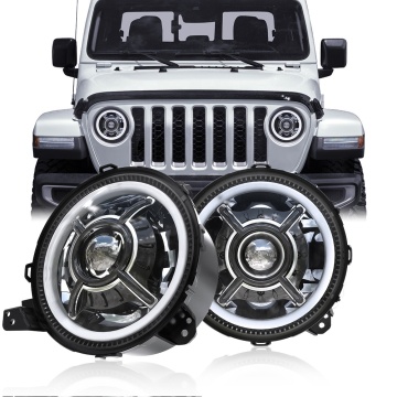 9 Inch LED Headlight with Round Halo for 2018+ Jeep Wrangler JL & Gladiator Overland Accessories