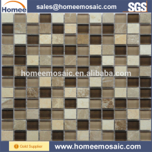 Parquet Feature Glass Mix Yellow Marble Mosaic Tile