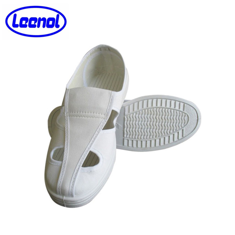 LN-7103 Hot Sale Cleanroom PU 4 Holes Lab ESD Canvas Shoes