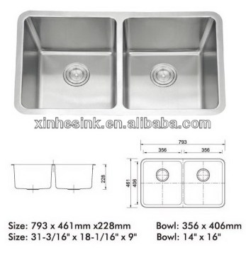 double bowls undermount kitchen Stainless Steel Sink (D01)