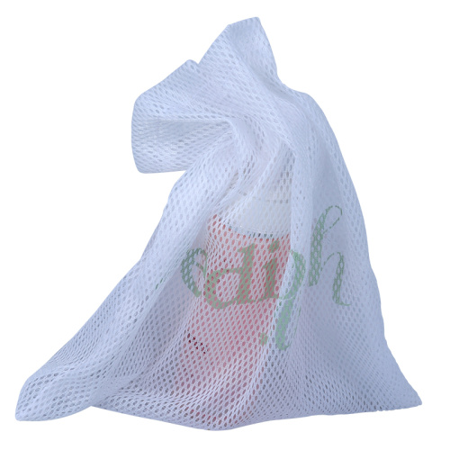 Custom white cosmetic candy mesh drawstring bag