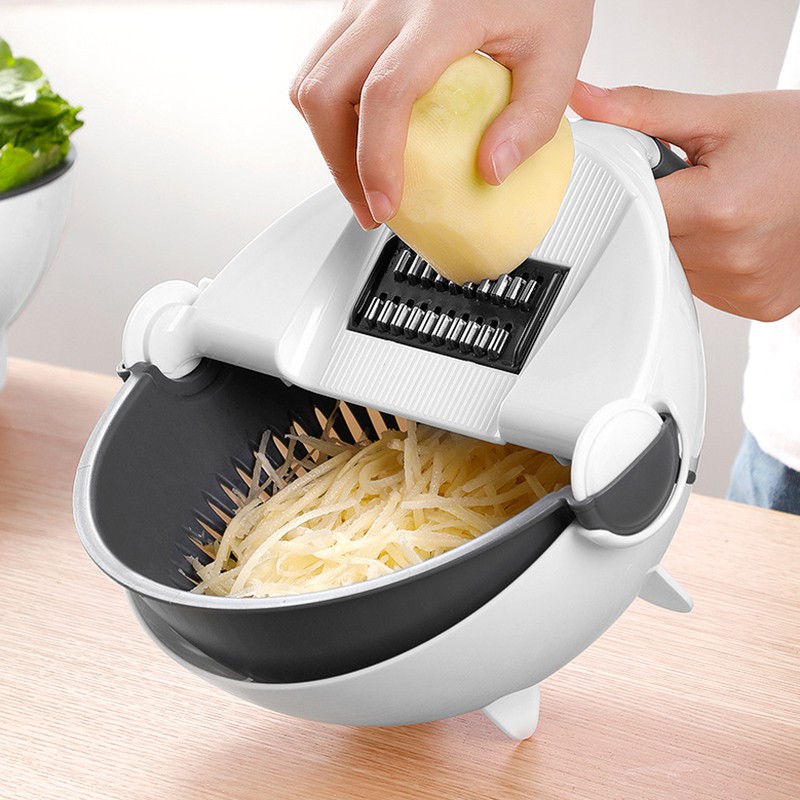 Kitchen Multi Functional Shredder Wet Fruits Drain Basket Blade Cutter Manual 9 in 1 Slicer Vegetable Grater